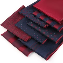 Fashion Designer Brand Pocket Square For Men New Style Burgundy Navy Formal Wear Handkerchief Fit Wedding Gift Breast Towel