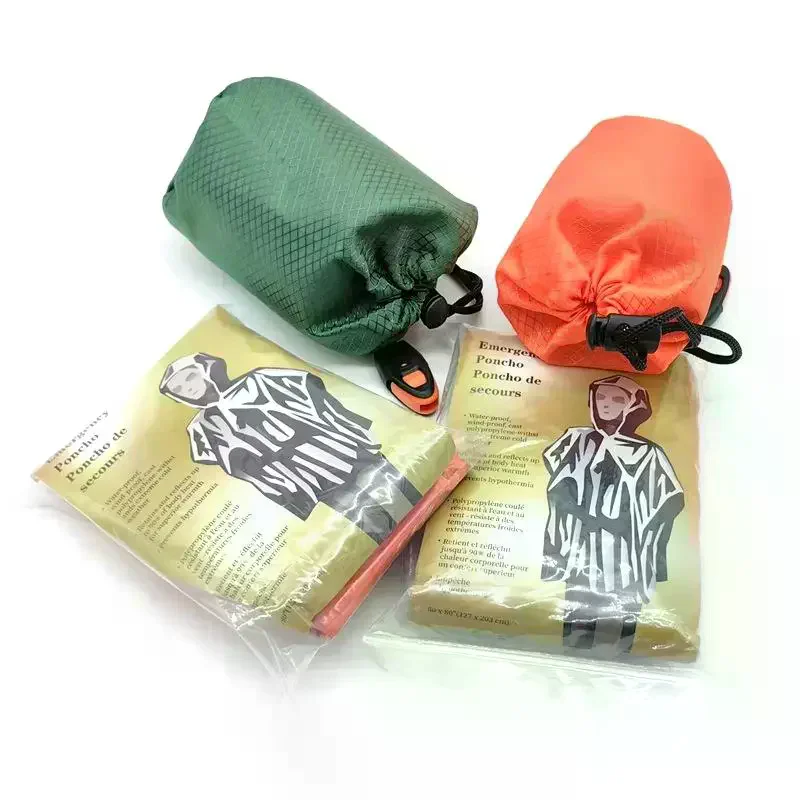 Outdoor Multifunction Raincoat Camping Raincoat With Whistle Waterproof Emergency Reflective Keep Warm Clothing Camping Gear