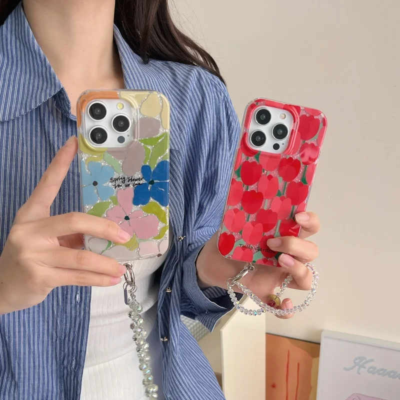 

Tulip Flowers Pattern Full Cover Phone Case For iPhone 16 16pro 16promax 15 15pro 15promax 14 14ProMax 14Pro 13 13Pro 13Promax