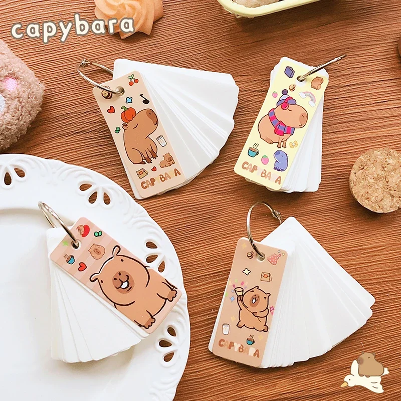 Lindo cuaderno de notas Capybara kawaii, papelería para estudiantes, accesorios de oficina, suministros escolares, Mini Bloc de notas diario portátil