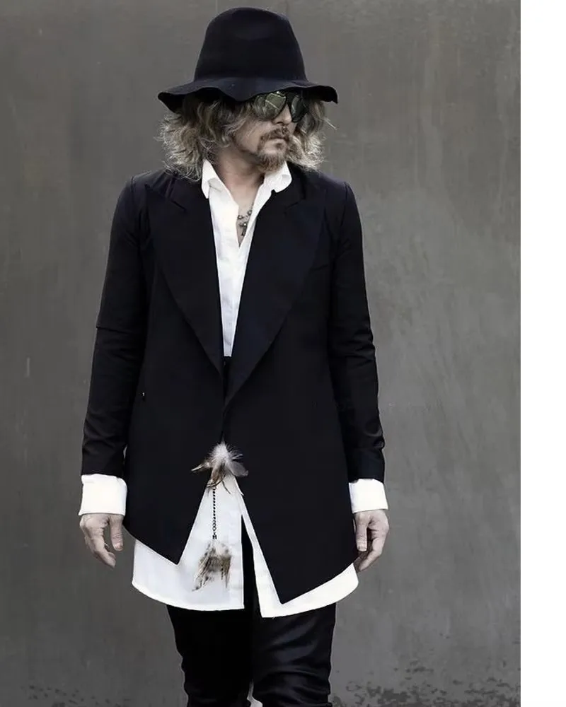 XS-6XL 2026 roupas masculinas femininas caminhada mostrar personalidade original assimétrico varredura blazer terno amantes cantor plus size costomes