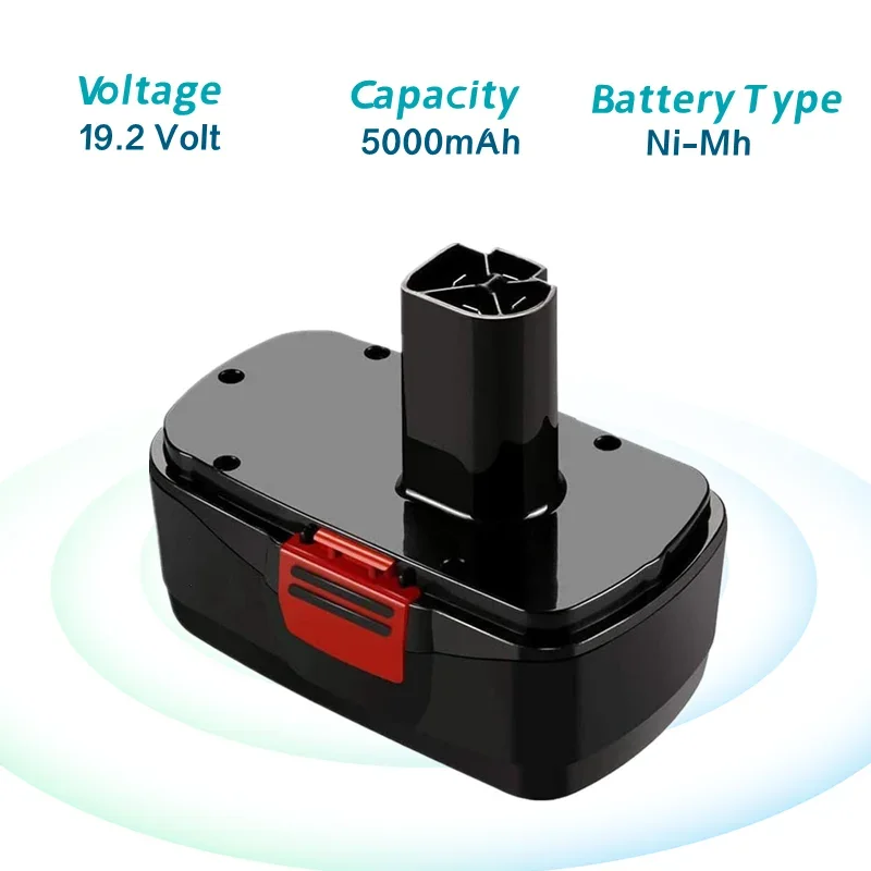 1-2 Pack 5000mAh 19.2V Craftsman Replacement Battery Compatible with Craftsman DieHard C3, 130279005 11375 11376 11045 1323903