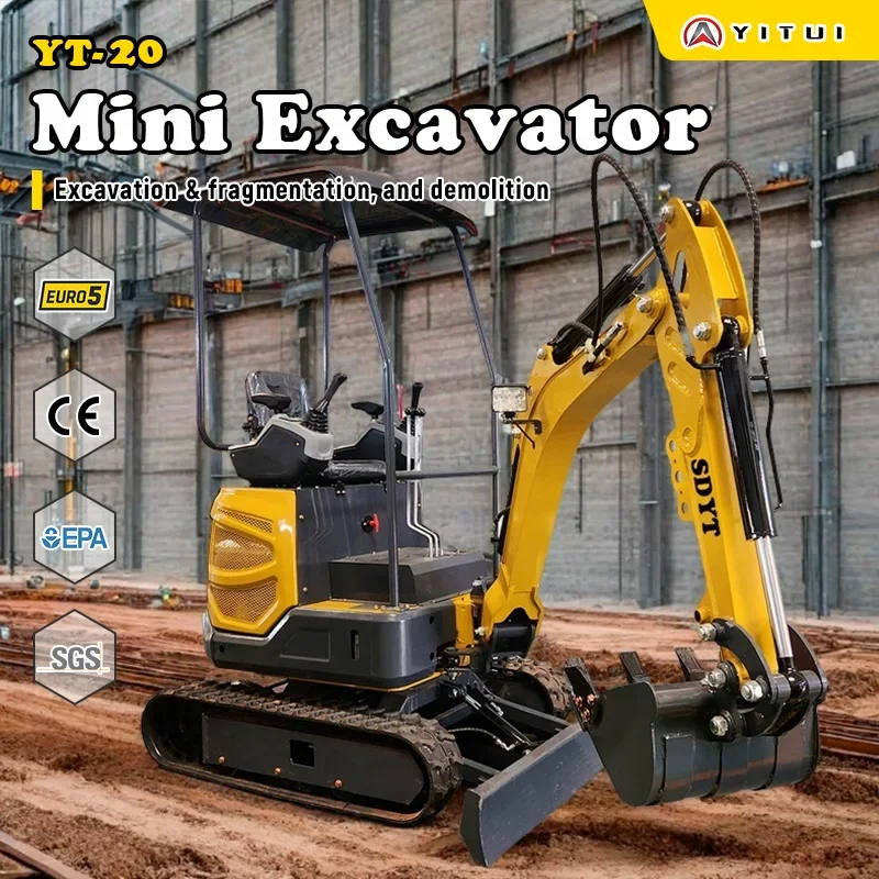 Miniescavatore da 2,0 tonnellate per fattoria di frutteti Escavatore su pista personalizzato di alta qualità CE EPA Euro 5 Consegna rapida