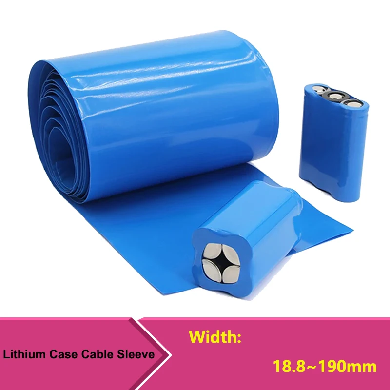 

18650 PVC Heat Shrink Tube Battery Pack Blue Width 29.5mm~300mm Insulated Protection Film Wrap lithium Case Cable Sleeve