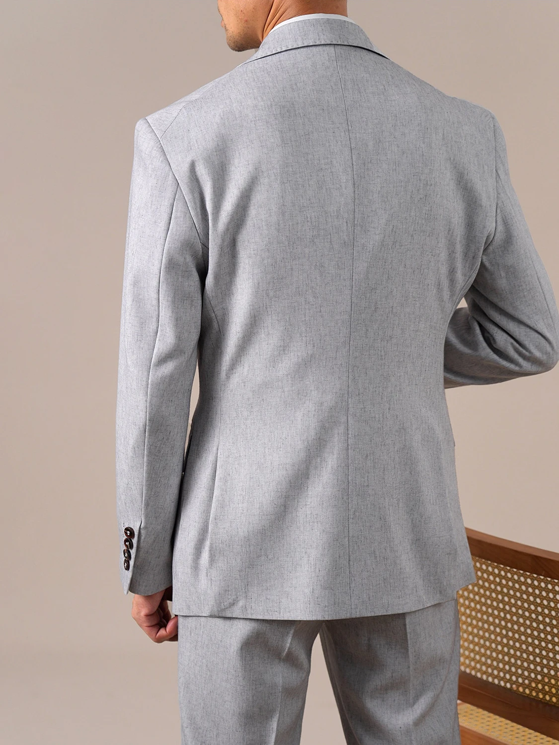 Men's 9% Linen Naples Grey Suit Italian Style 2 Piece Blazer Set Breathable Casual Business Wedding Clothing for Spring Summer