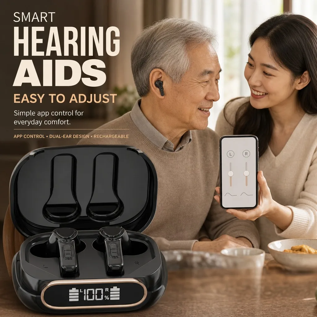 TS756 Smart Digital Hearing Device 32 Channels Binaural TWS Earbuds BT APP Programmable Sound Amplifier Seniors