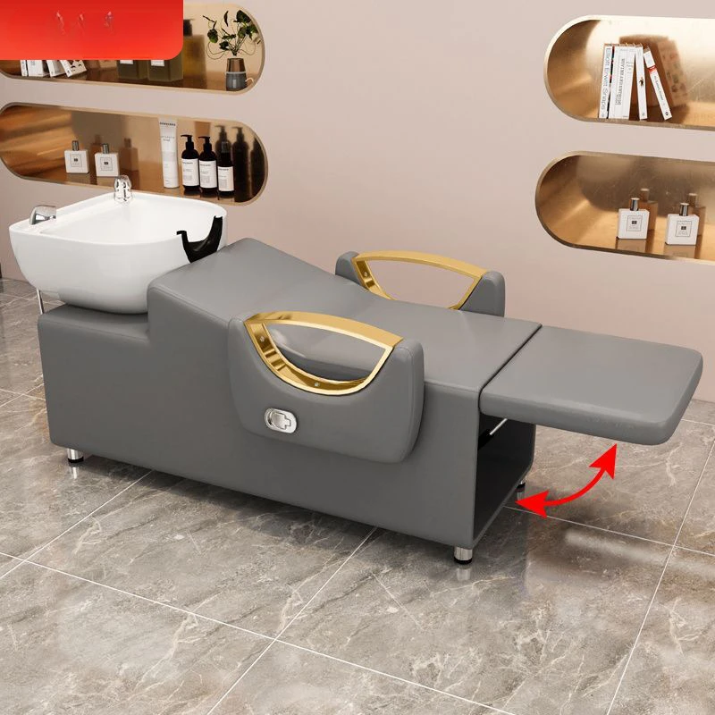 

Spot Comfortable Simple Shampoo Bed Barber Shop Flush Massage Half Reclining Beauty Salon Shampoo Bed Wholesale