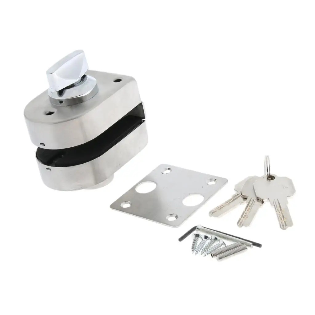 304 Stainless Steel Antitheft Security Glass Door Lock for 10-12mm Thickness
