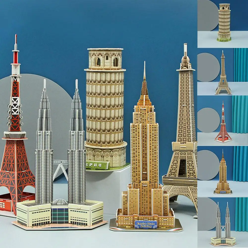 ثلاثية الأبعاد لغز معماري مشهور عالمي ألعاب تعليمية بيزا اليدوية بناء البيت الأبيض كتل رياض الأطفال لعبة الهدايا Towe C9Q1