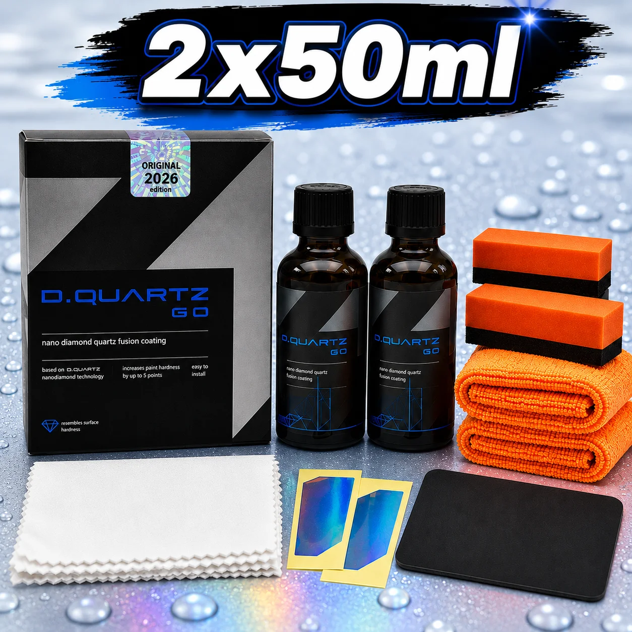 DQUARTZ GO  Kit Nano Diamond Quartz Fusion Ceramic Coating for Car Care Enhanced Protection Gloss Increase Surface Hardness