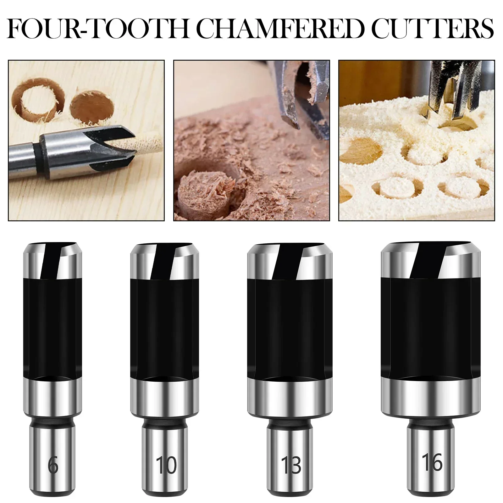 8pcs Wood Woodworking Cutter Dowel Bits Bit Drill Cork Drill For Dowel Flute Round Saw Shank Hole Tapered Four Hole Claw Drill