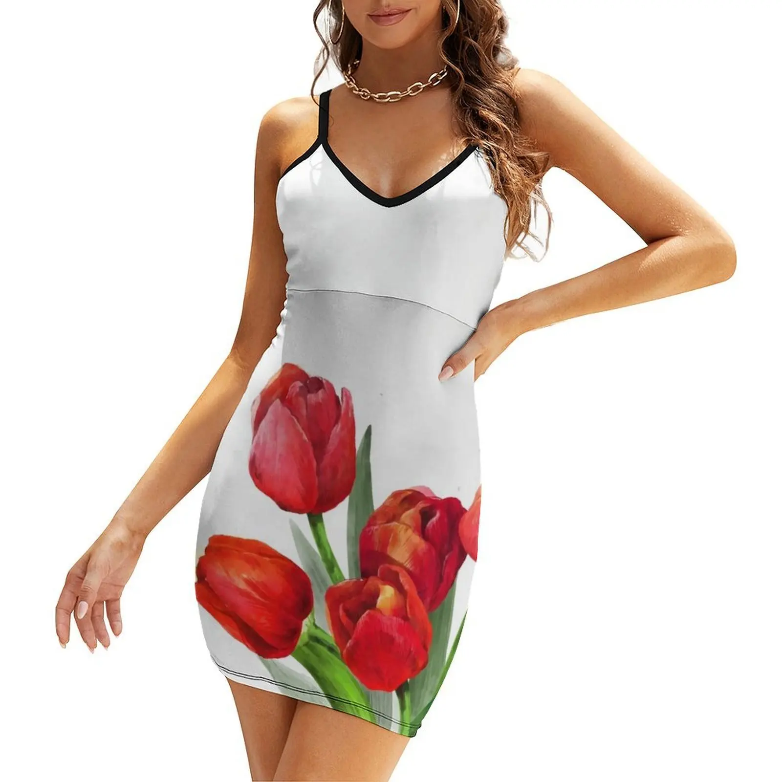 

Red tulip Sling Dress women dresses summer dresses for women 2025 summer women's suit ceremony dresses