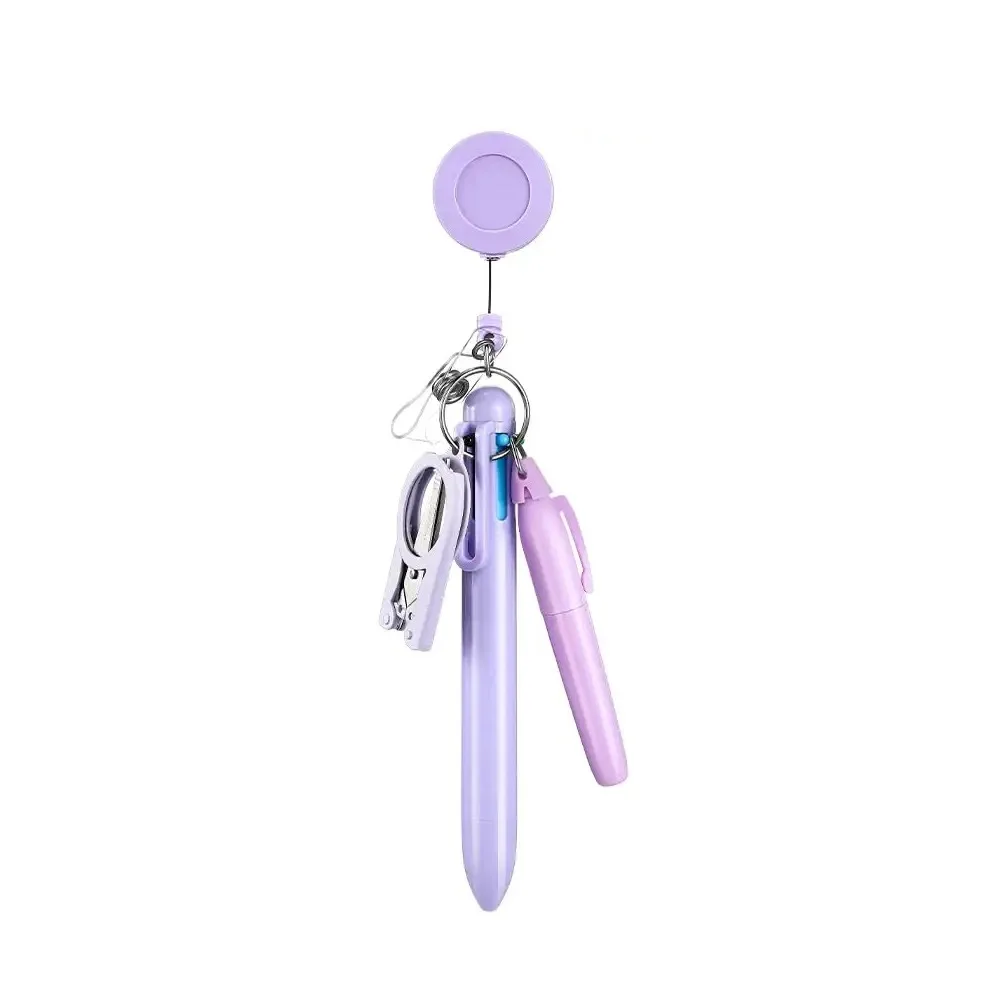 موضة ممرضة مجموعة أقلام ممرضة شارة اكسسوارات صغيرة قابل للسحب الكرة أقلام تمييز شارة كليب سلسلة مفاتيح LED مقص قابل للطي