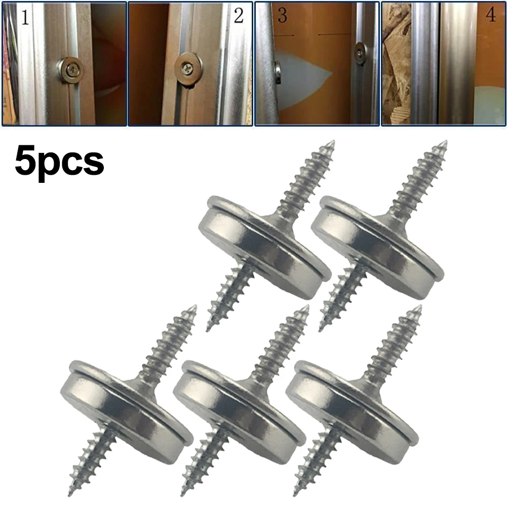 5 Set Magnetic Latch Set Magnetic Cabinet Catch Set Cupboard Door Fastener Latch Magnet Kitchen Pull Round Magnet + Screws Kit