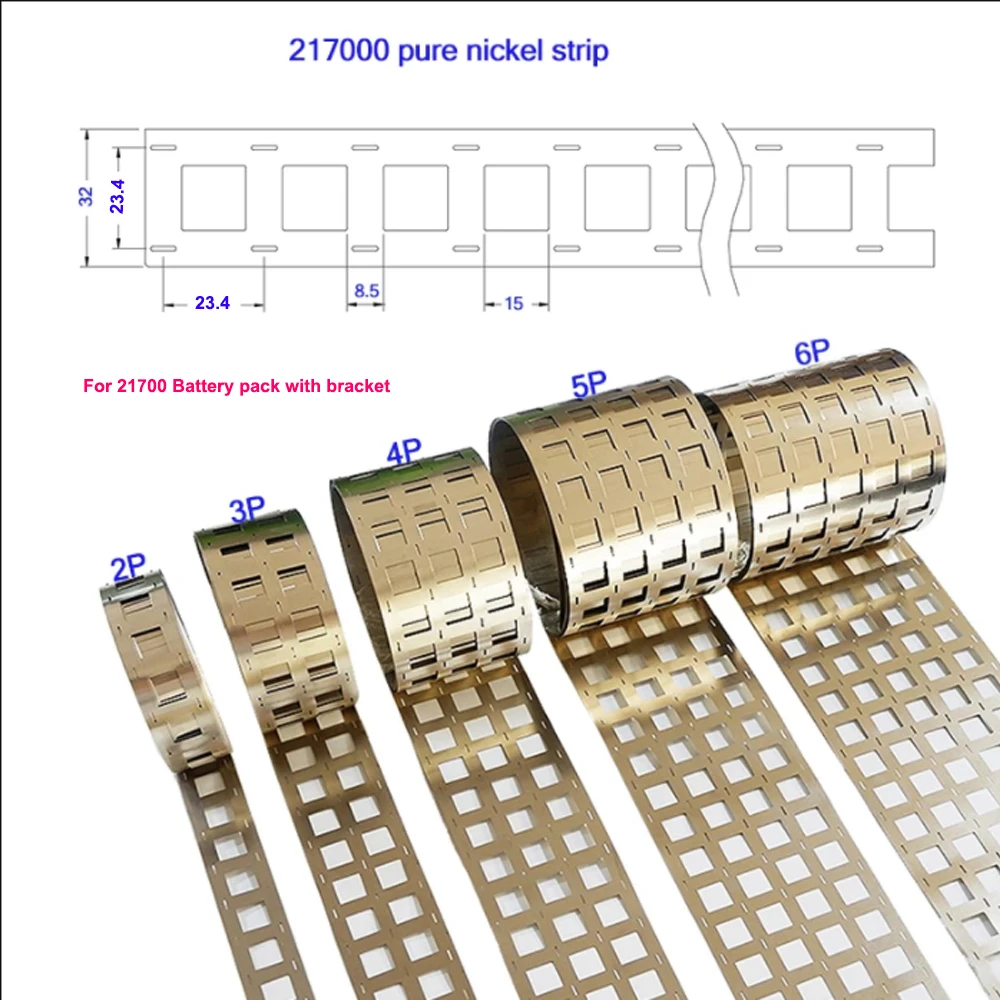 Tira de níquel puro 21700 de 5M, 0,15/0,2mm, distancia central de 21,5/23,4mm, tira de níquel puro oblicuo tipo W, soldadura por puntos, baterías de