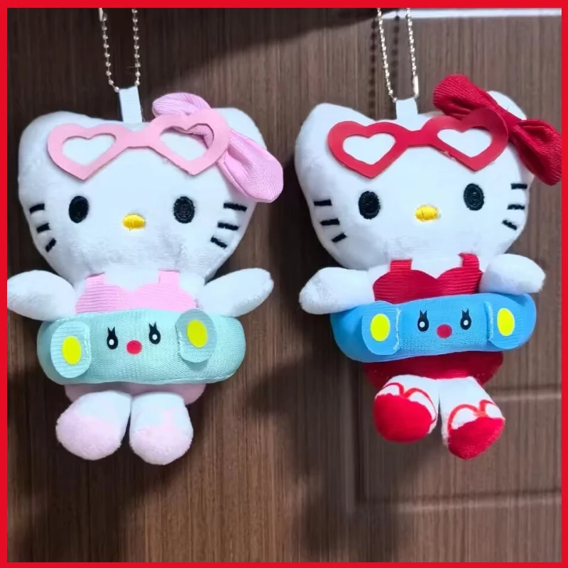 Simpatico gattino rosa peluche portachiavi cartone animato animale croce vestizione bambola zaino ciondolo decorazione auto ciondolo regalo di Natale
