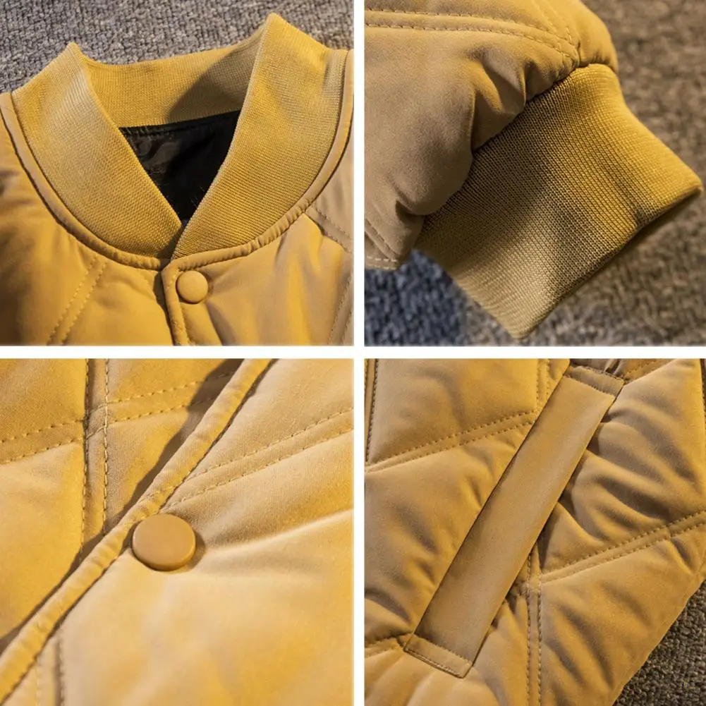 الرجال Bomber سترة مبطن اسكواش البيسبول سترة الشتاء الدافئة معطف مبطّن عادية فضفاضة تناسب الذكور أبلى للعمل الشارع اليومي