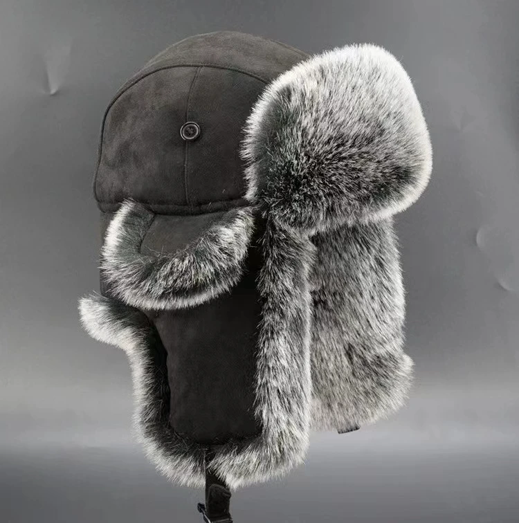 Men's Winter Trapper Aviator Trooper Earflap Warm Russian Waterproof Ski Hat Bomber Cap Russian Warm Ear Protectors Hats image 6