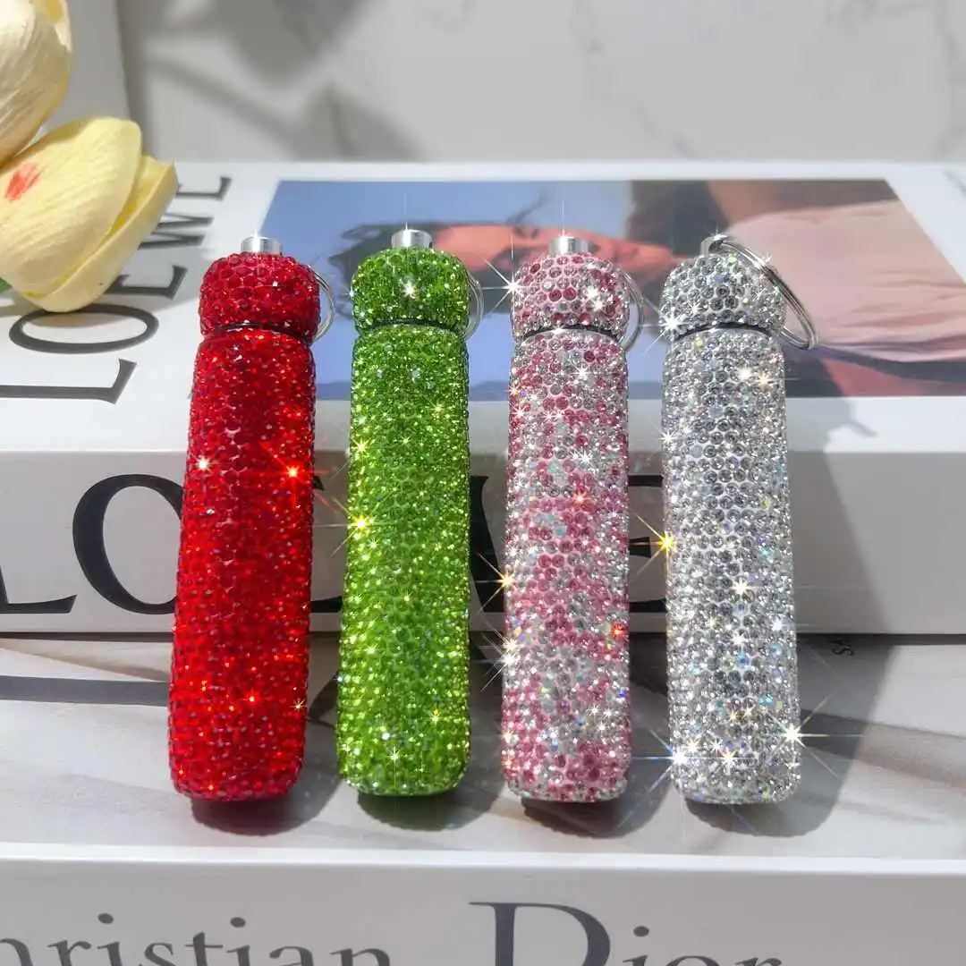 Sparkling Rhinestones Toothpick Storage Case Aluminum Alloy Portable Rustproof Flosser Seal Container Box Empty Mini Pill Box