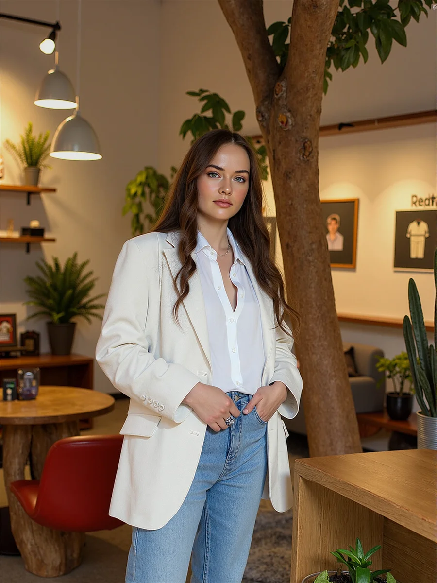 سترة نسائية سوداء بياقة مقلوبة ومظهر ربط من Fahison Fat خاصة ساحرة وشخصية رقيقة مائلة ومضادة للبيلينغ