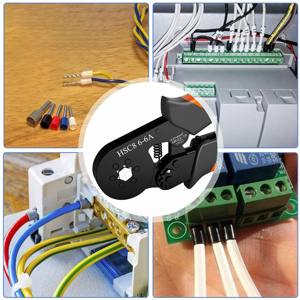 Ferrule Crimping Tool for Insulated/Uninsulated Ferrule Terminal, with Wire Ferrules and Self-Adjusting Crimping Pliers+Stripper