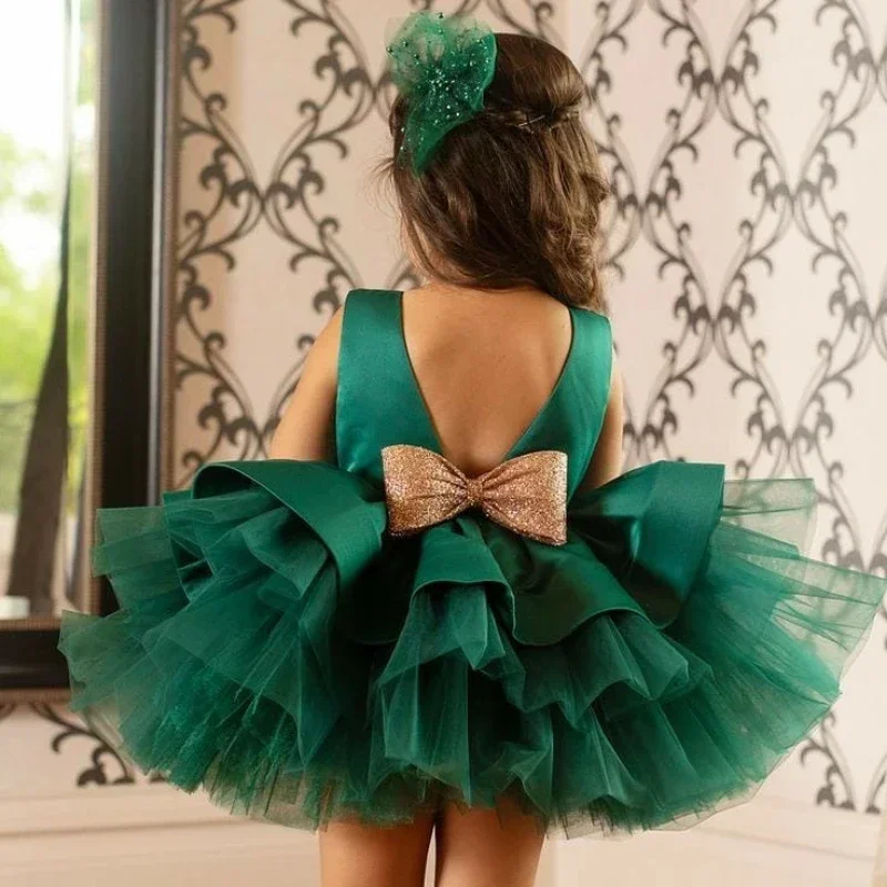 Toddler Baby Girls Big Bow Dress Princess Baptisms Dress for Girl 1st Birthday Party Dress Dress Baby Kids Wedding Backless Gown