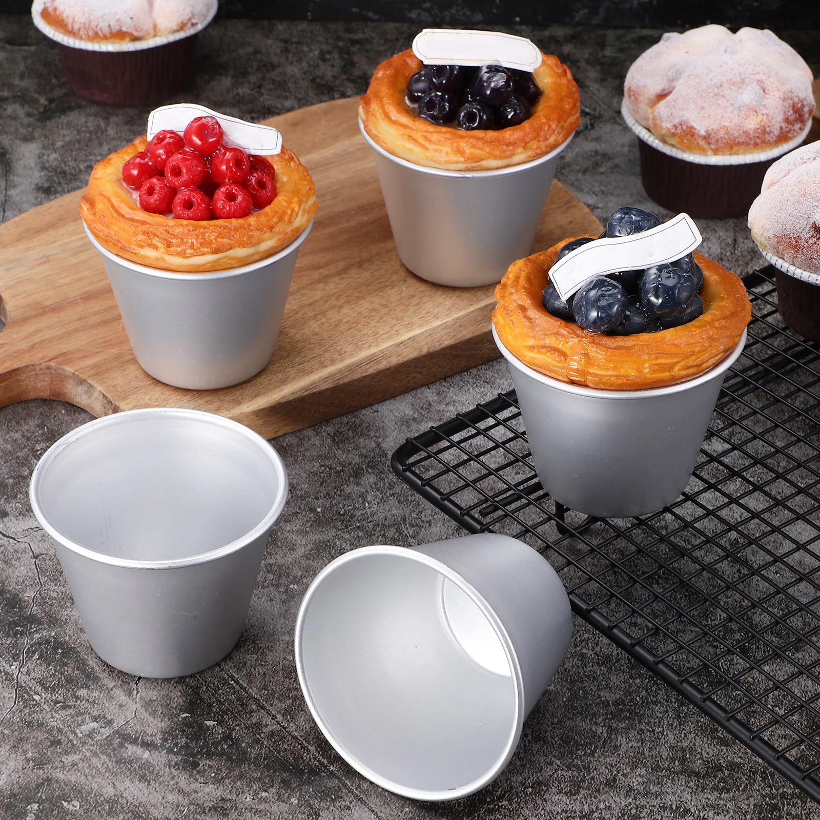 

8Pcs Cupcake Mold Cake Molds for Baking Puddings Muffins Desserts Compact Stackable Baking Mold Set Pudding Moulds