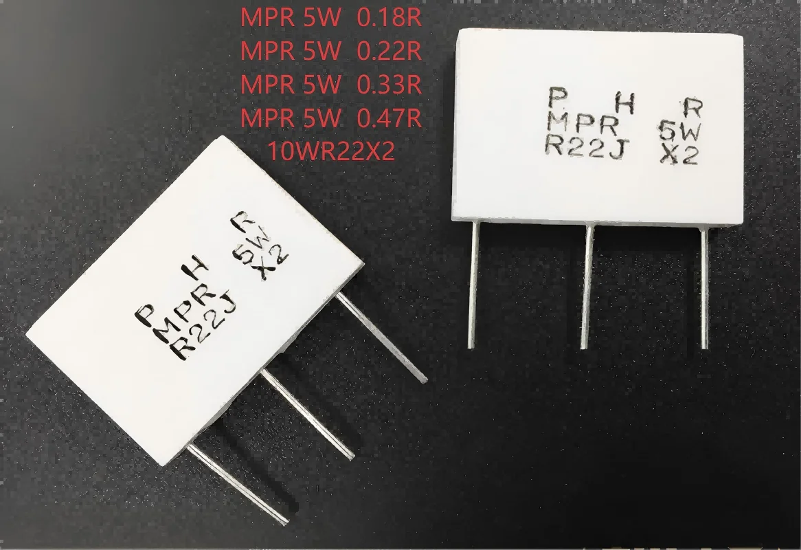 2Pcs MPR 5Wx2(5W+5W) 0.18R 0.22R 0.33R 0.47R Twin Non-inductive Tripod Cement Resistor