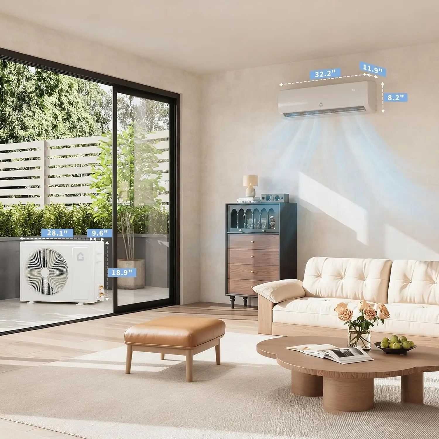 Garvee Smart 6-in-1 Inverter Split Climate Control Balanced System: 9000 BTU Cool Up to 450 Sq ft 115V 19 SEER2 6-in-1 Ductless Heat Pump Installation Kit Outside Framework Companion Component for Home Tool Kit Air Conditioner