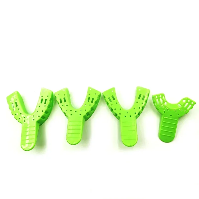 10 قطعة صواني الانطباع الأخضر للأسنان المواد البلاستيكية حامل الأسنان أدوات العناية بالفم الأوتوكلاف طب الأسنان ضام #3