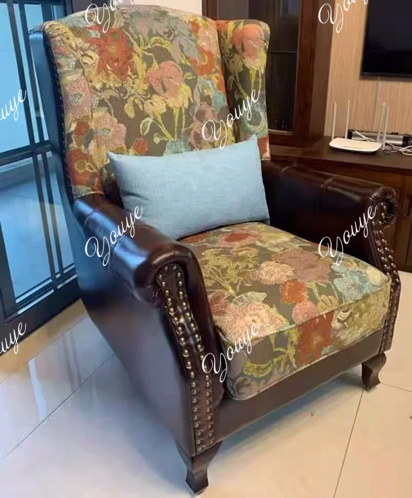 미국산 가죽 원단 싱글 소파 소형 아파트 거실 침실 서재 하이백 라운지 체어 조합