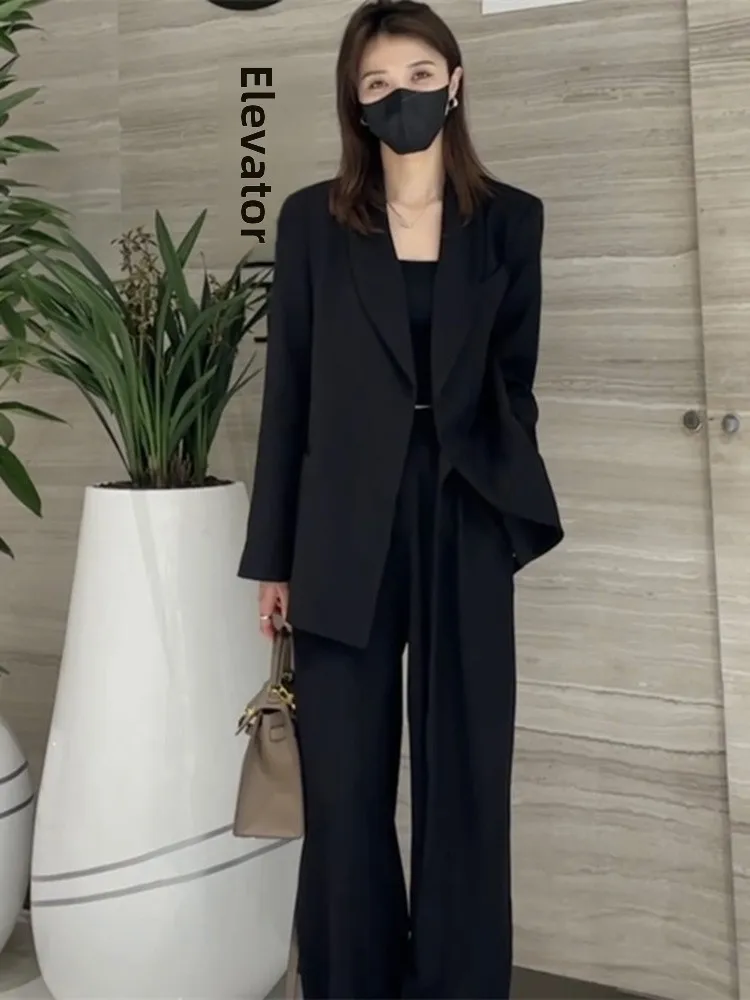 

High-End Luxury Women's Suiting Set Summer 2025 Elegant Professional Commute Wide Leg Pants Two-Piece Ensemble V-Neck Button-Up