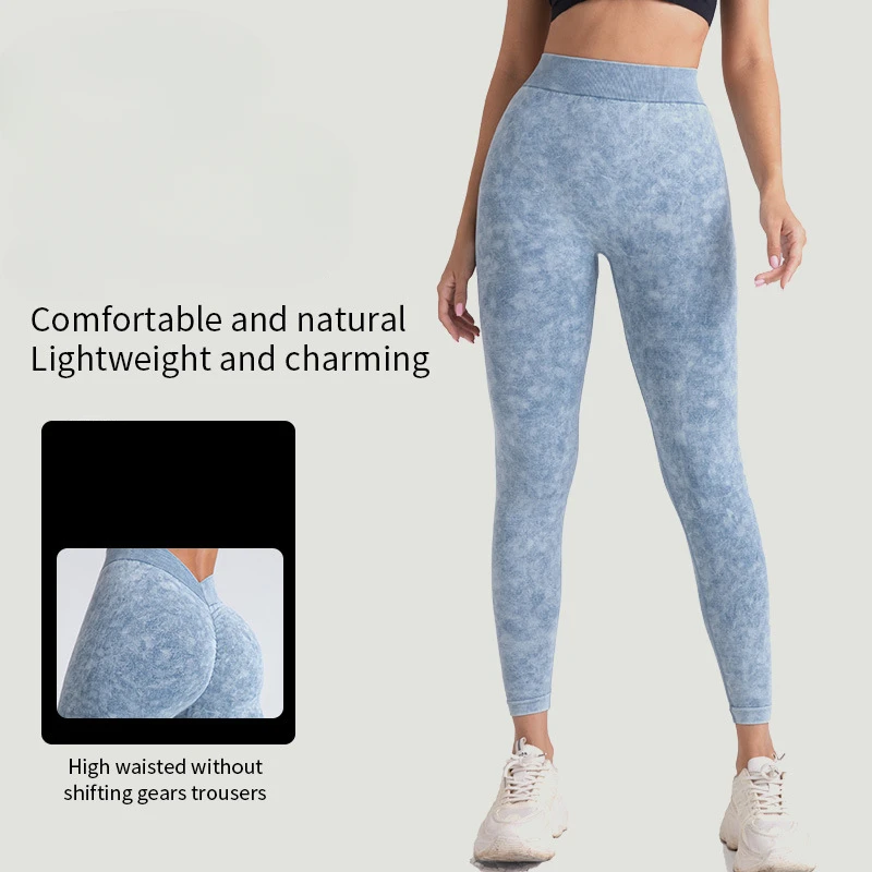 V Back Sandwash Bezszwowe spodnie do jogi Peach Hip Scrunch Gym Fitness Obcisłe spodnie do jogi Legginsy sportowe Kobiety Rajstopy treningowe Odzież