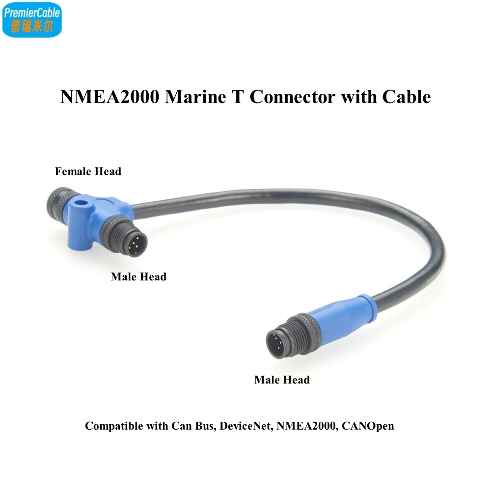 NMEA2000 Marine T Connector with Cable N2k 5 Pin 3 Port Multiport Network T Adapter Compatible with Can Bus DeviceNet CANOpen