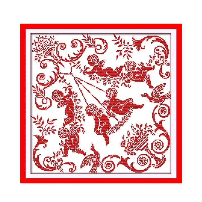 

Набор для вышивки крестом The Swinging Angels, мультяшный узор, штампованная ткань, ручная вышивка своими руками, принадлежности для рукоделия ручной работы, сумка, 1