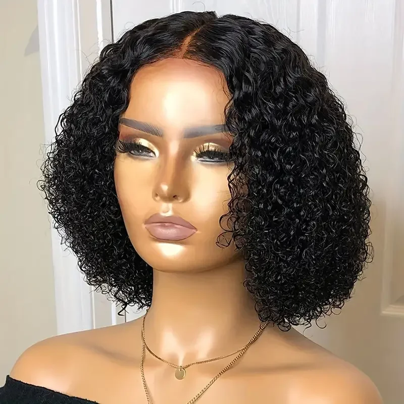 Black Wig Short Bob Wig Loose Deep Wave Human Hair Wigs Water Wave Frontal Wig Kinky Curly Bob Lace Front Wig Transparent Wigs