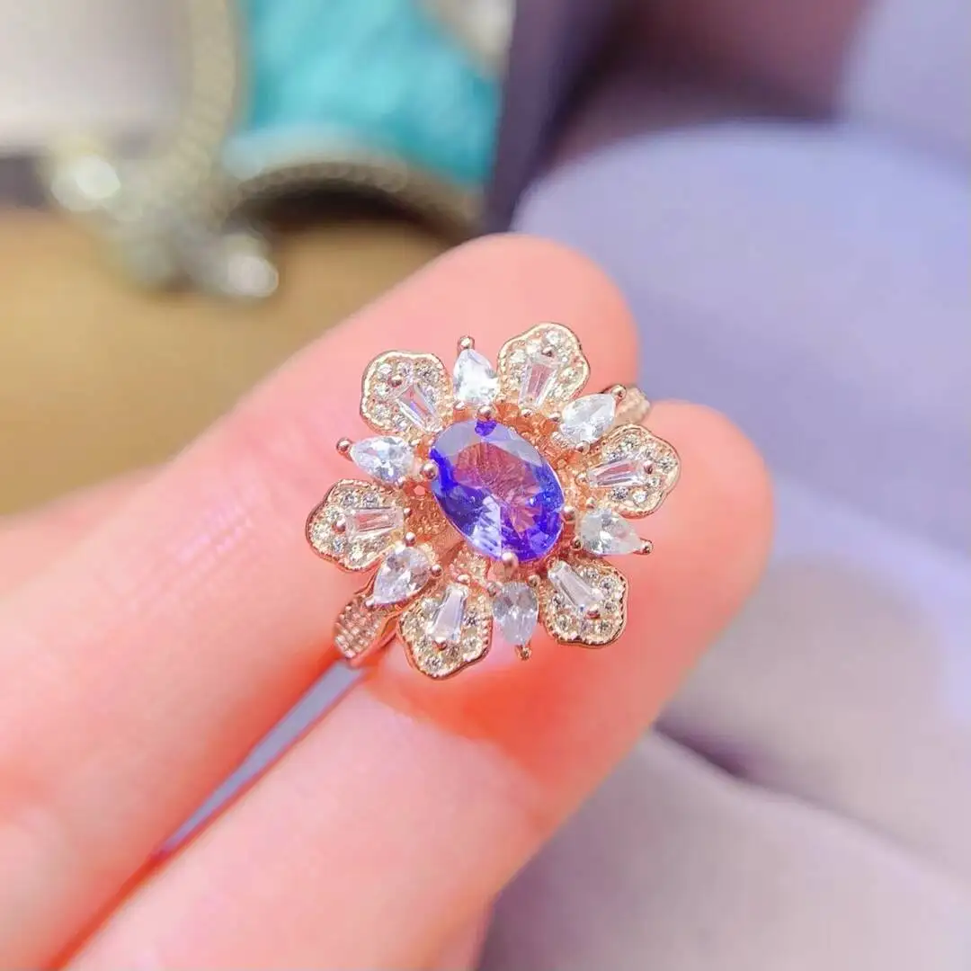 KJJEAXCMY Natural Tanzanite Women's Ring, S925 Silver Base, Multiple Testing Certification, Comfortable to Wear and Shining