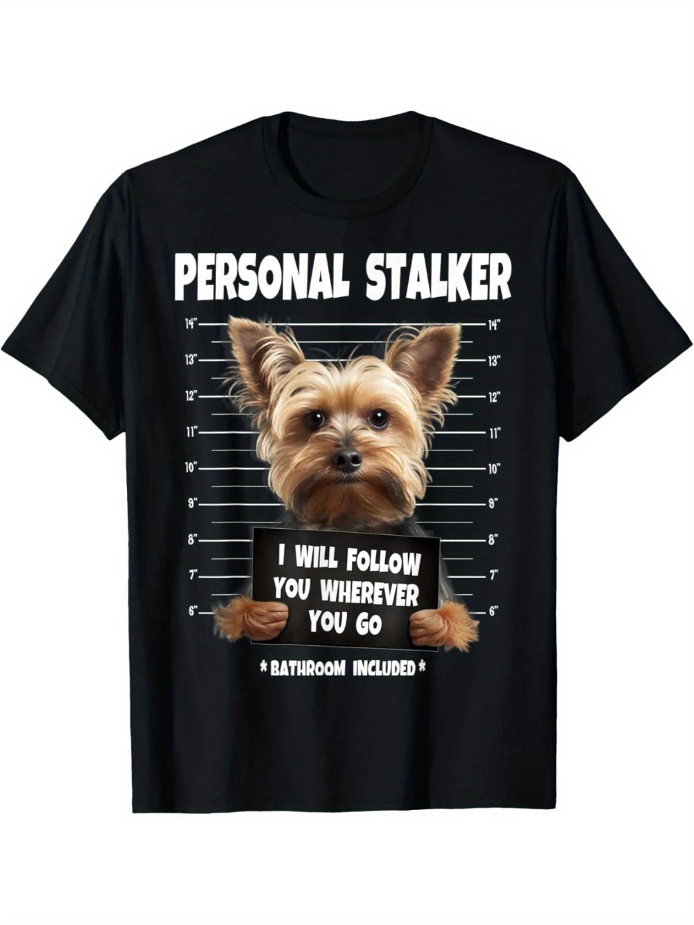 Person Tracker Pattern Men's T-shirt - Interesting Yorkshire Terrier Design Ideal for Four Seasons Casual Wear
