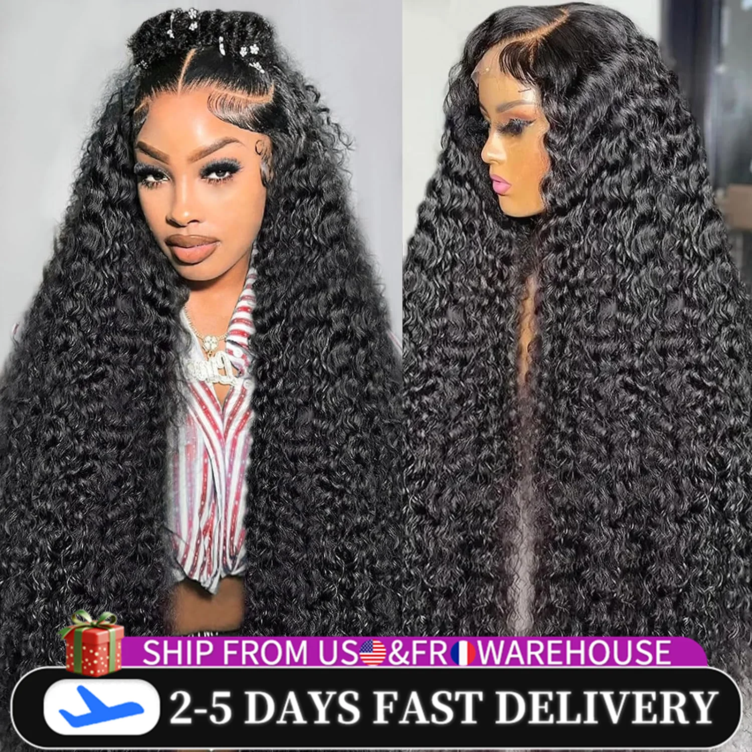 Deep Wave Lace Front 100% Human Hair Wigs 30 32Inch Indian Curly Remy 200% 13x4 13x6 Lace Frontal Wigs For Woman Pre Plucked