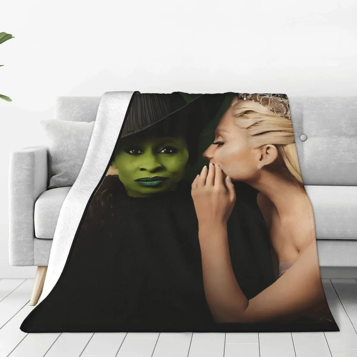 Wicked Elphaba & Glinda Flannel Blanket Super Soft Throw Blanket for Bedroom Travel Novelty Bedspread Sofa Bed Cover