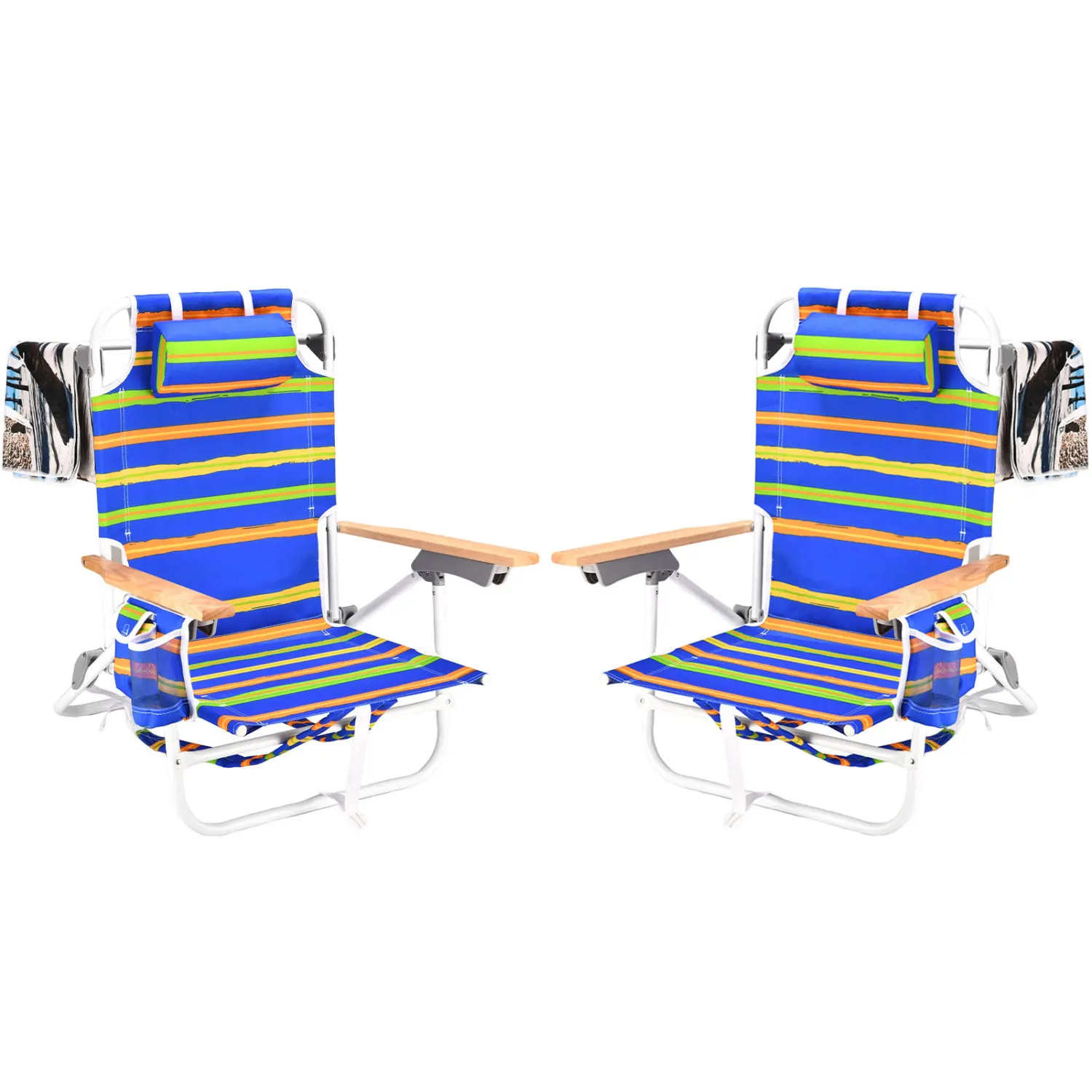 2PCS Backpack Beach Chairs for Adults Beach towel backpack beach chairs for adults 5 position chair with pouch folding lightweig