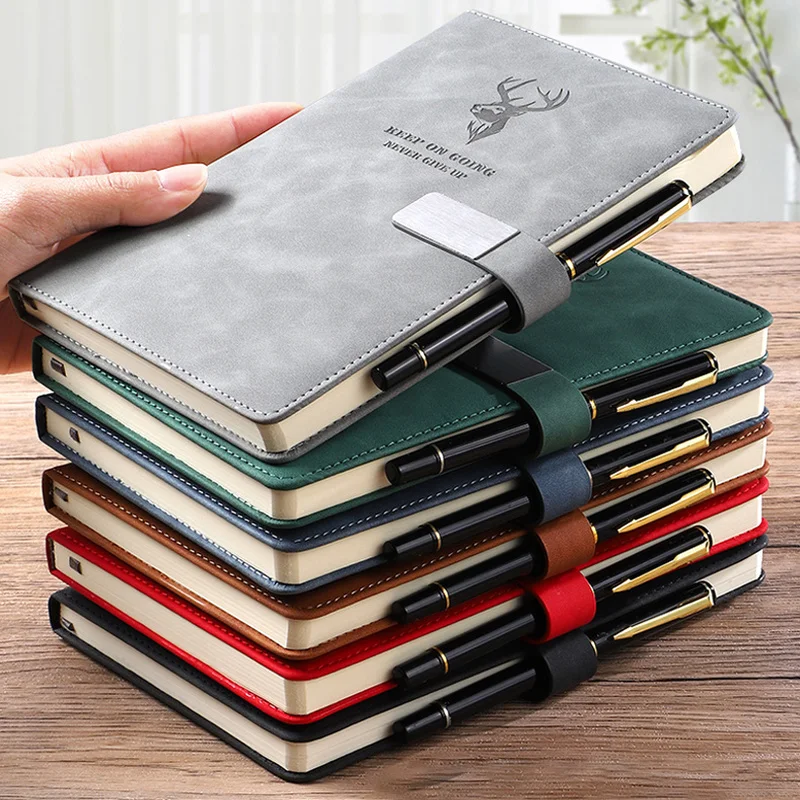 

A5 Leather Notebook 240 Sheets Business Buckle Notebook Multi Color Thickened Notebook Office Supplies School Stationery