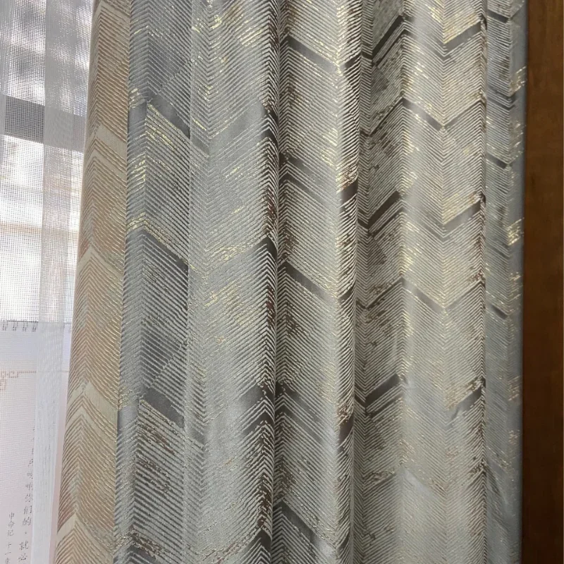 Gold Jacquard Stil Mechanismus Vorhang Anpassen Neue Licht Luxus Mode High-end-Vorhänge Für Wohnzimmer Esszimmer Schlafzimmer Tüll