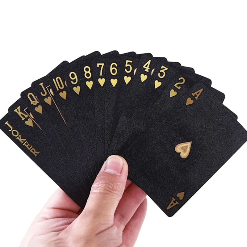 Carta da gioco in oro nero ispessimento tuta da Poker lavabile impermeabile Magic Prop Home Party scacchi e gioco di carte regalo giocattolo da