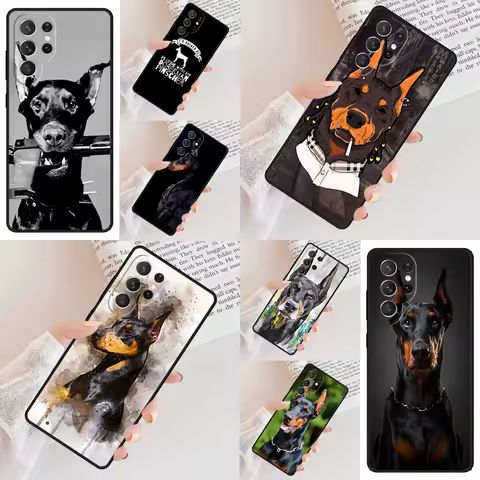 Cute Doberman Pinscher Dog Phone Case For Samsung Galaxy S24 S23 S22 S21 Ultra S10 Note 10 Pro S20 Plus FE S9 S8 Cover