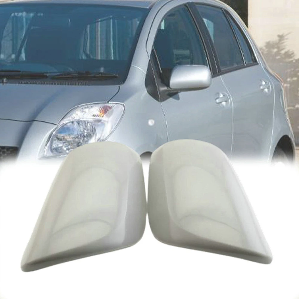 2pcs Car Rearview Mirror Housing 87915-0D907,87945-0D907 For Toyota For Yaris 2007-2013 ABS Gray Mirror Cover Cap Accessories