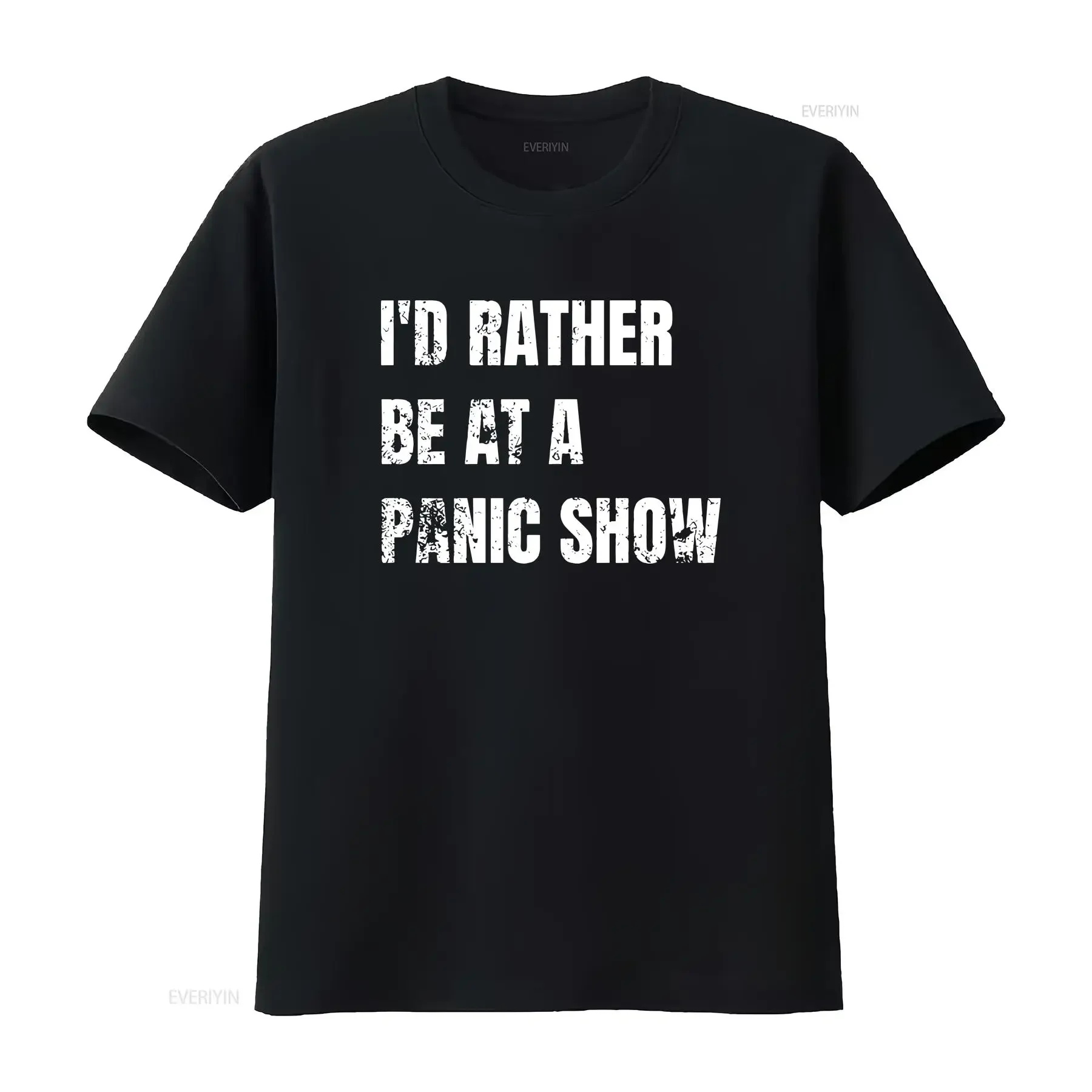 

Широко распространенная футболка Panic I'd Rather Be At A Show, винтажный потертый топ для повседневной носки, удобная уличная одежда, универсальная