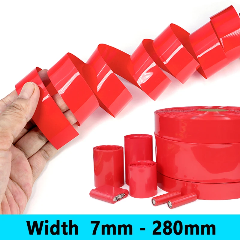 

1-20M Red PVC Heat Shrink Tube 7mm ~ 280mm Waterproof Cable Sleeve 18650 Battery Pack Film Case Battery Wraps
