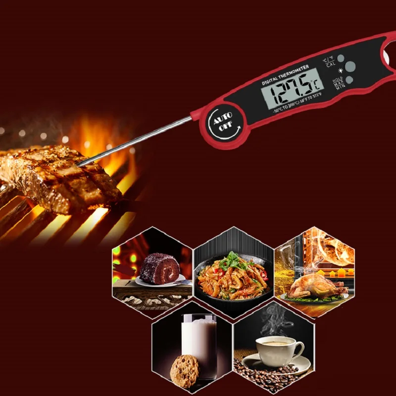 أدوات المطبخ ميزان حرارة الطعام الرقمي للطهي والخبز، مقياس حرارة اللحوم للقراءة الفورية مع وظيفة تثبيت الإضاءة الخلفية