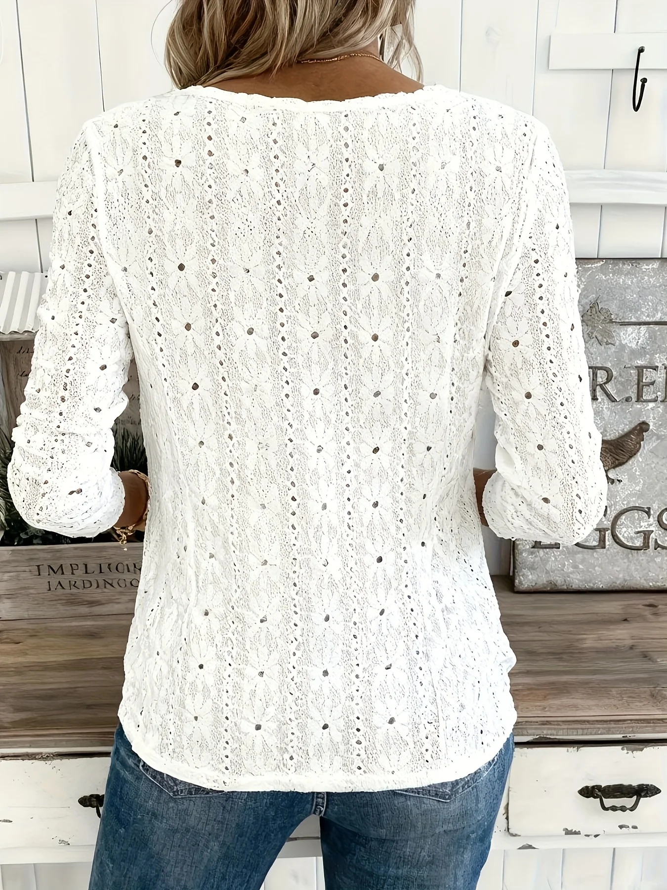 Elegant Casual Dames T-shirt Mode Los T-shirt Dames Temperament T-shirt met lange mouwen Vakantie Weekend